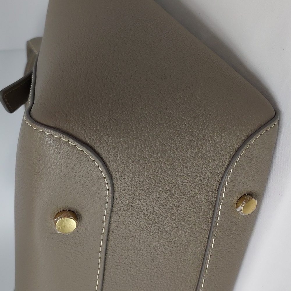 J. McLaughlin Taupe Tote with Gold Accents - Picture 6 of 10